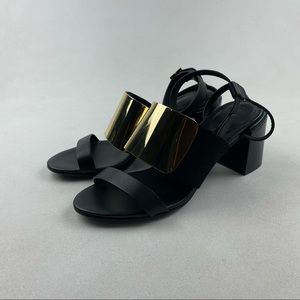 See By Chloe Black with Black Gold-strap Heels Size US 40
